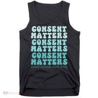 Sexual Assault Awareness Month Consent Matters Teal Ribbon Tank Top thumb 0