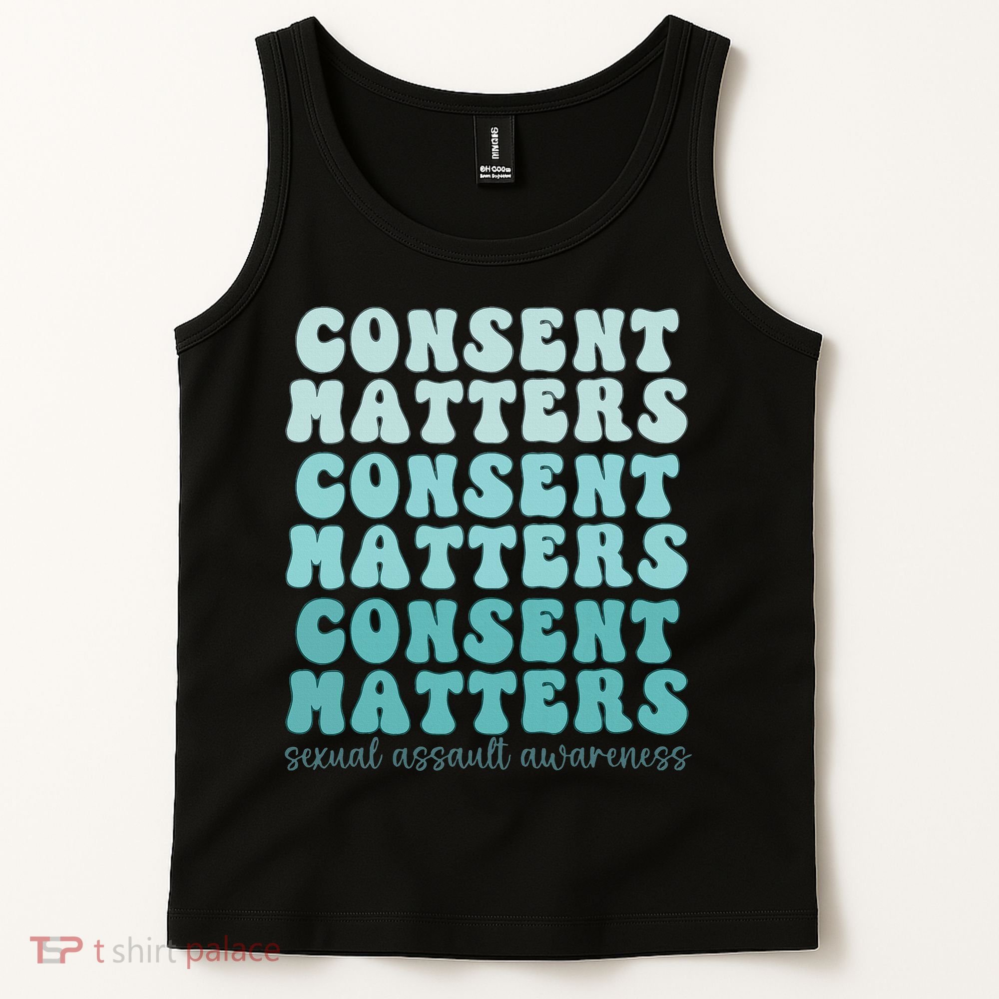 Sexual Assault Awareness Month Consent Matters Teal Ribbon Tank Top