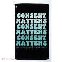 Sexual Assault Awareness Month Consent Matters Teal Ribbon Golf Towel thumb 0