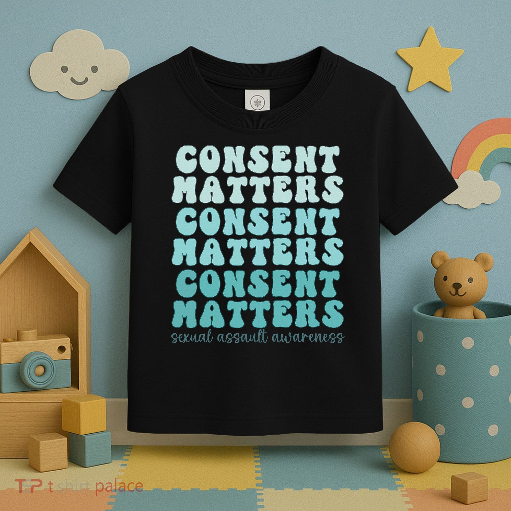 Sexual Assault Awareness Month Consent Matters Teal Ribbon Toddler T-Shirt