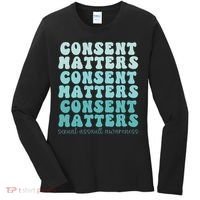 Sexual Assault Awareness Month Consent Matters Teal Ribbon Women's Long Sleeve Shirt thumb 0
