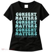 Sexual Assault Awareness Month Consent Matters Teal Ribbon Women's T-Shirt thumb 0