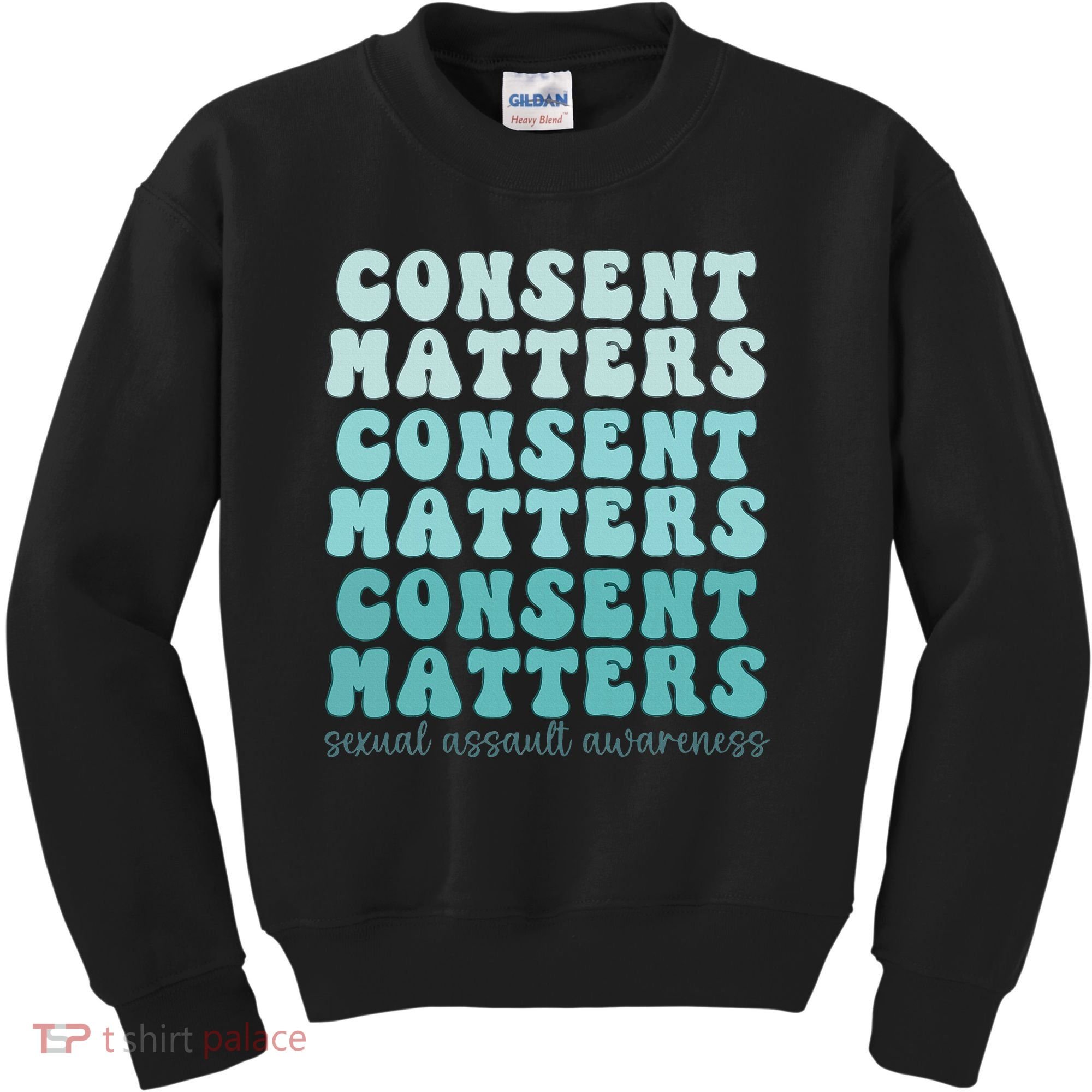 Sexual Assault Awareness Month Consent Matters Teal Ribbon Kids Sweatshirt