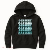Sexual Assault Awareness Month Consent Matters Teal Ribbon Kids Hoodie thumb 0