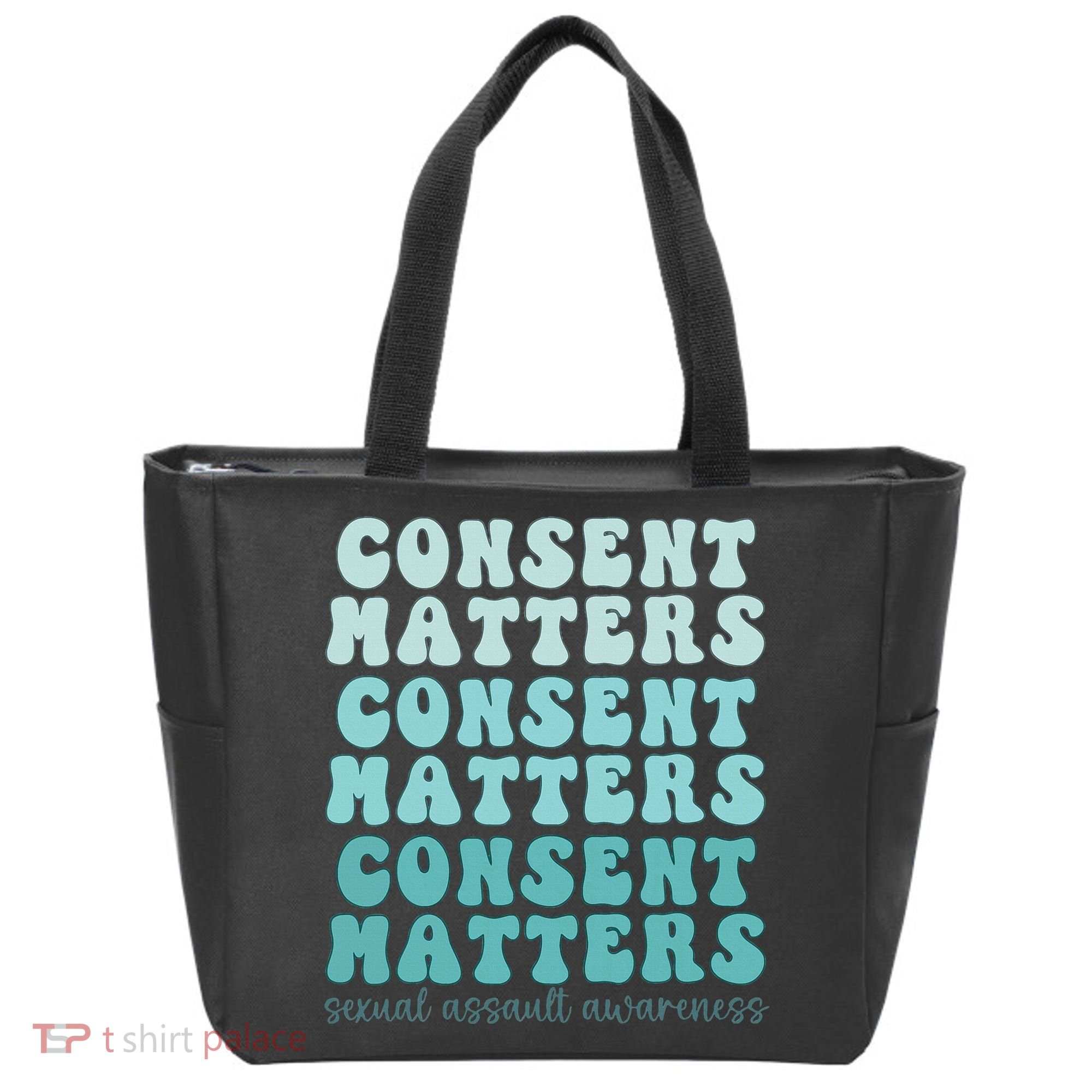 Sexual Assault Awareness Month Consent Matters Teal Ribbon Tote Bag