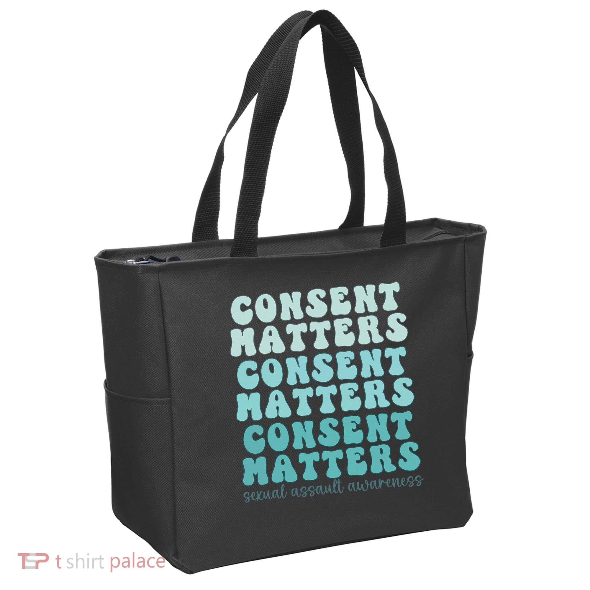 Sexual Assault Awareness Month Consent Matters Teal Ribbon Tote Bag