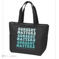 Sexual Assault Awareness Month Consent Matters Teal Ribbon Tote Bag thumb 3
