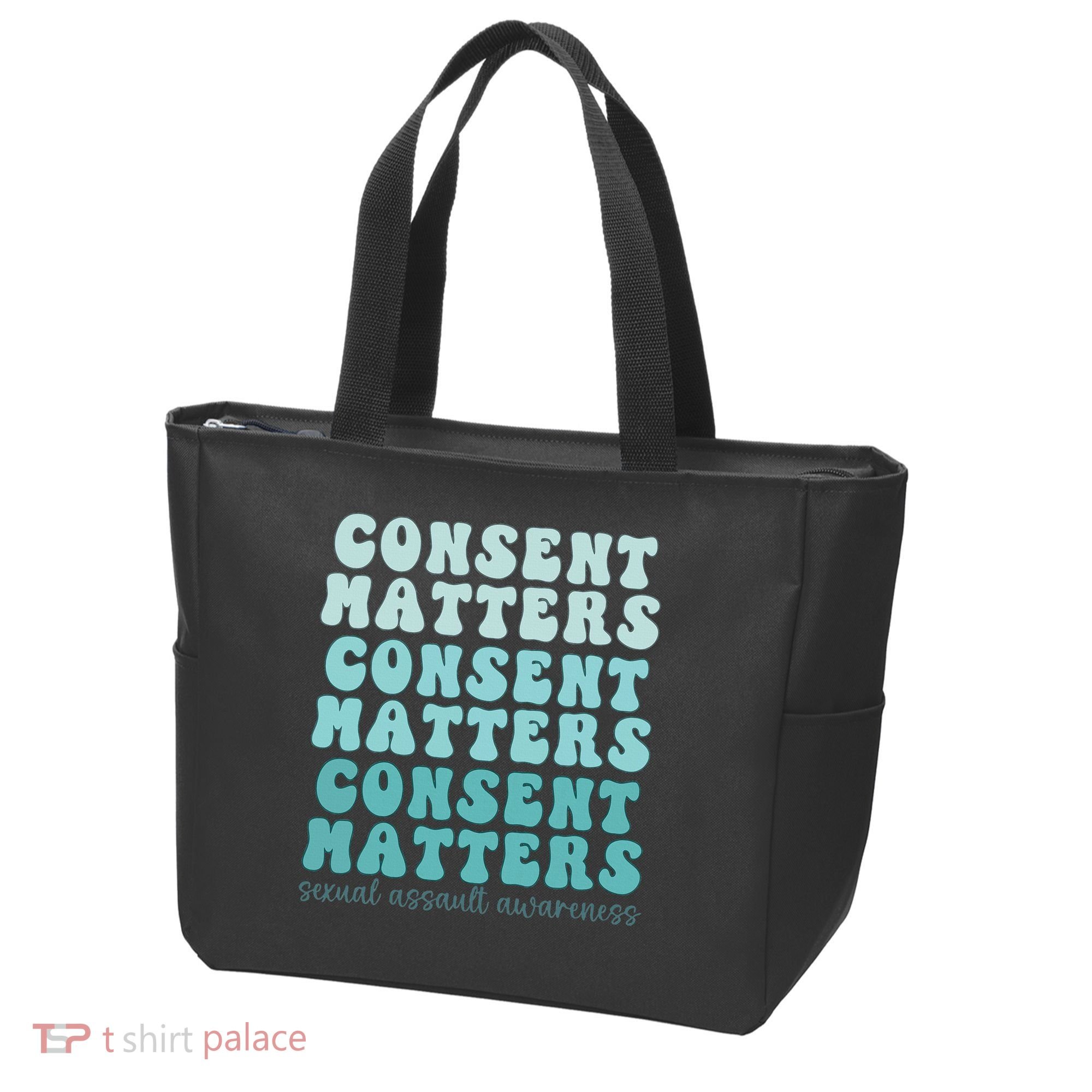 Sexual Assault Awareness Month Consent Matters Teal Ribbon Tote Bag