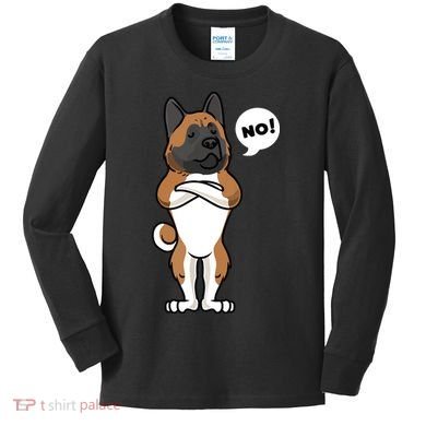 Stubborn American Akita Dog Kids Long Sleeve Shirt