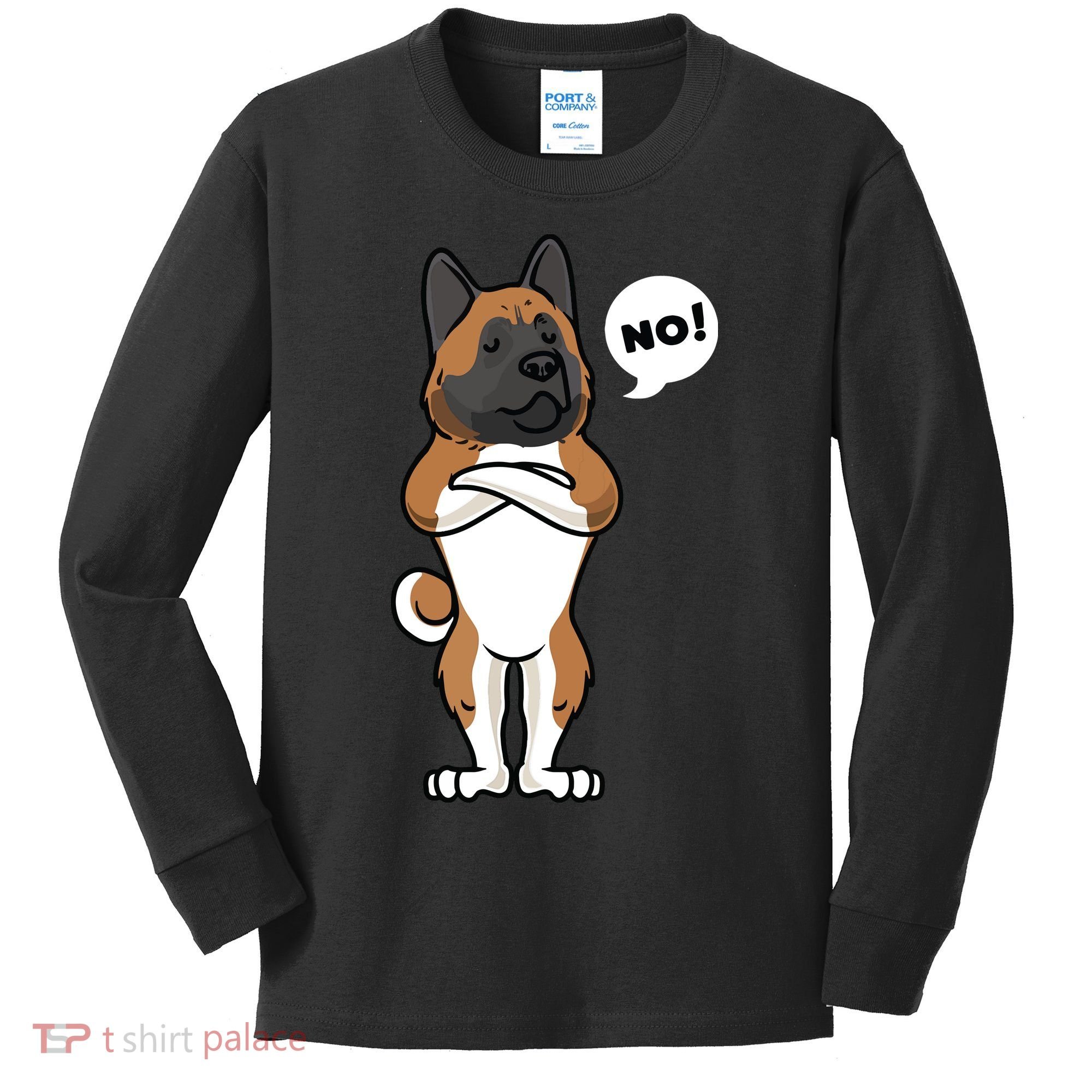 Stubborn American Akita Dog Kids Long Sleeve Shirt