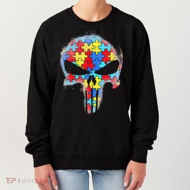 Skull Autism Awareness Tee Mom Dad Autism Women's Sweatshirt
