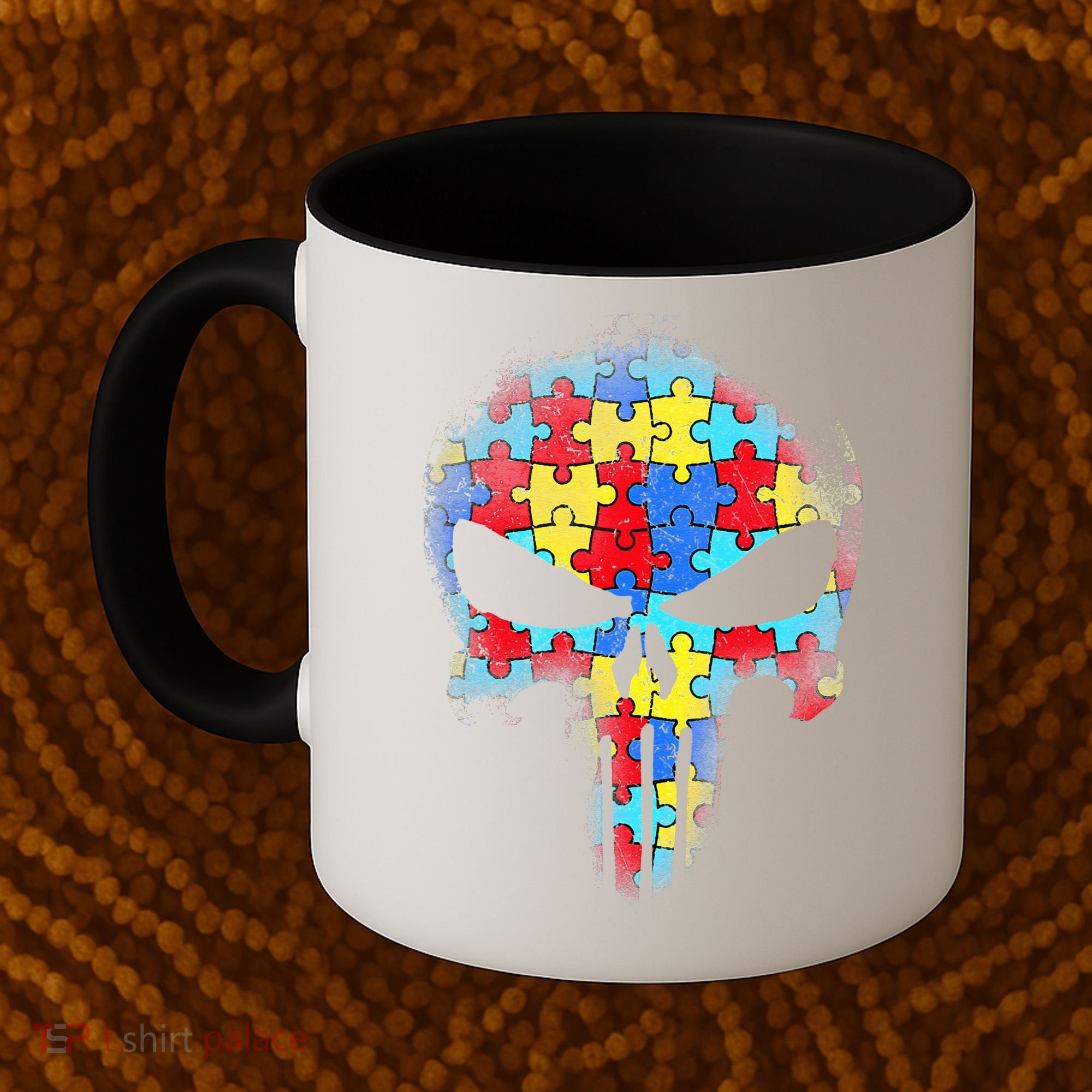Skull Autism Awareness Tee Mom Dad Autism Coffee Mug