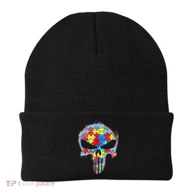 Skull Autism Awareness Tee Mom Dad Autism Beanie