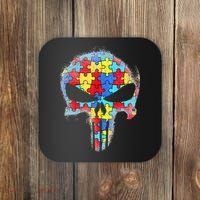 Skull Autism Awareness Tee Mom Dad Autism Coaster thumb 0