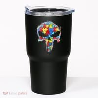 Skull Autism Awareness Tee Mom Dad Autism Tumbler thumb 0