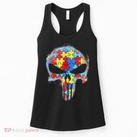 Skull Autism Awareness Tee Mom Dad Autism Women's Tank Top thumb 0
