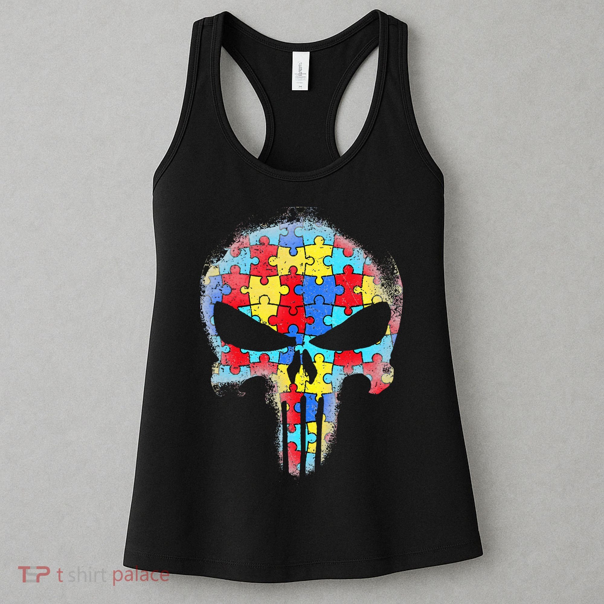 Skull Autism Awareness Tee Mom Dad Autism Women's Tank Top