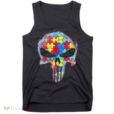 Skull Autism Awareness Tee Mom Dad Autism Tank Top