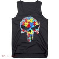 Skull Autism Awareness Tee Mom Dad Autism Tank Top thumb 0