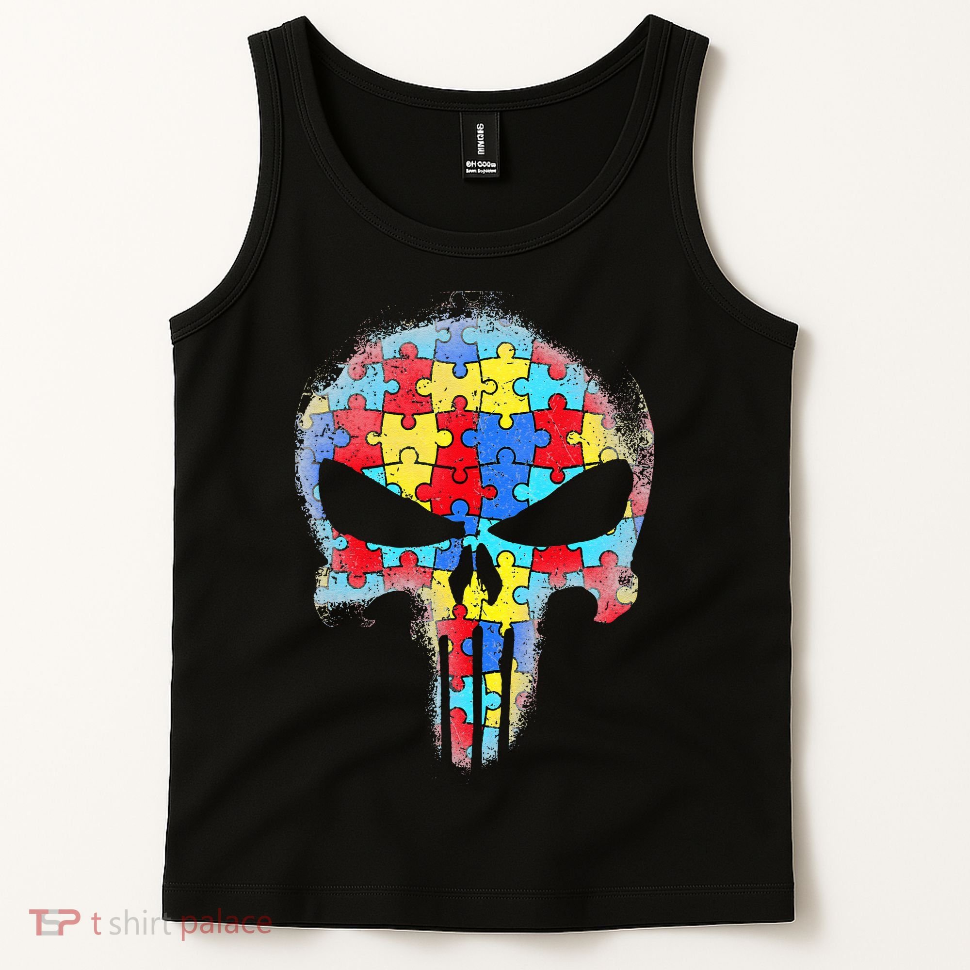 Skull Autism Awareness Tee Mom Dad Autism Tank Top