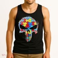 Skull Autism Awareness Tee Mom Dad Autism Tank Top thumb 3