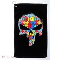 Skull Autism Awareness Tee Mom Dad Autism Golf Towel thumb 0
