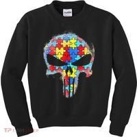 Skull Autism Awareness Tee Mom Dad Autism Kids Sweatshirt thumb 0