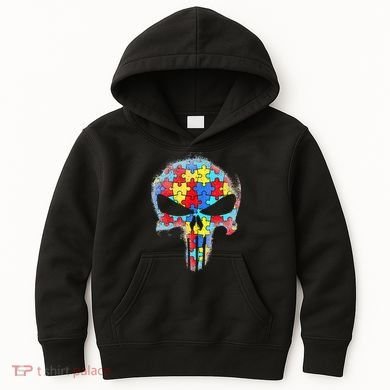 Skull Autism Awareness Tee Mom Dad Autism Kids Hoodie