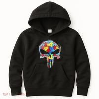 Skull Autism Awareness Tee Mom Dad Autism Kids Hoodie thumb 0