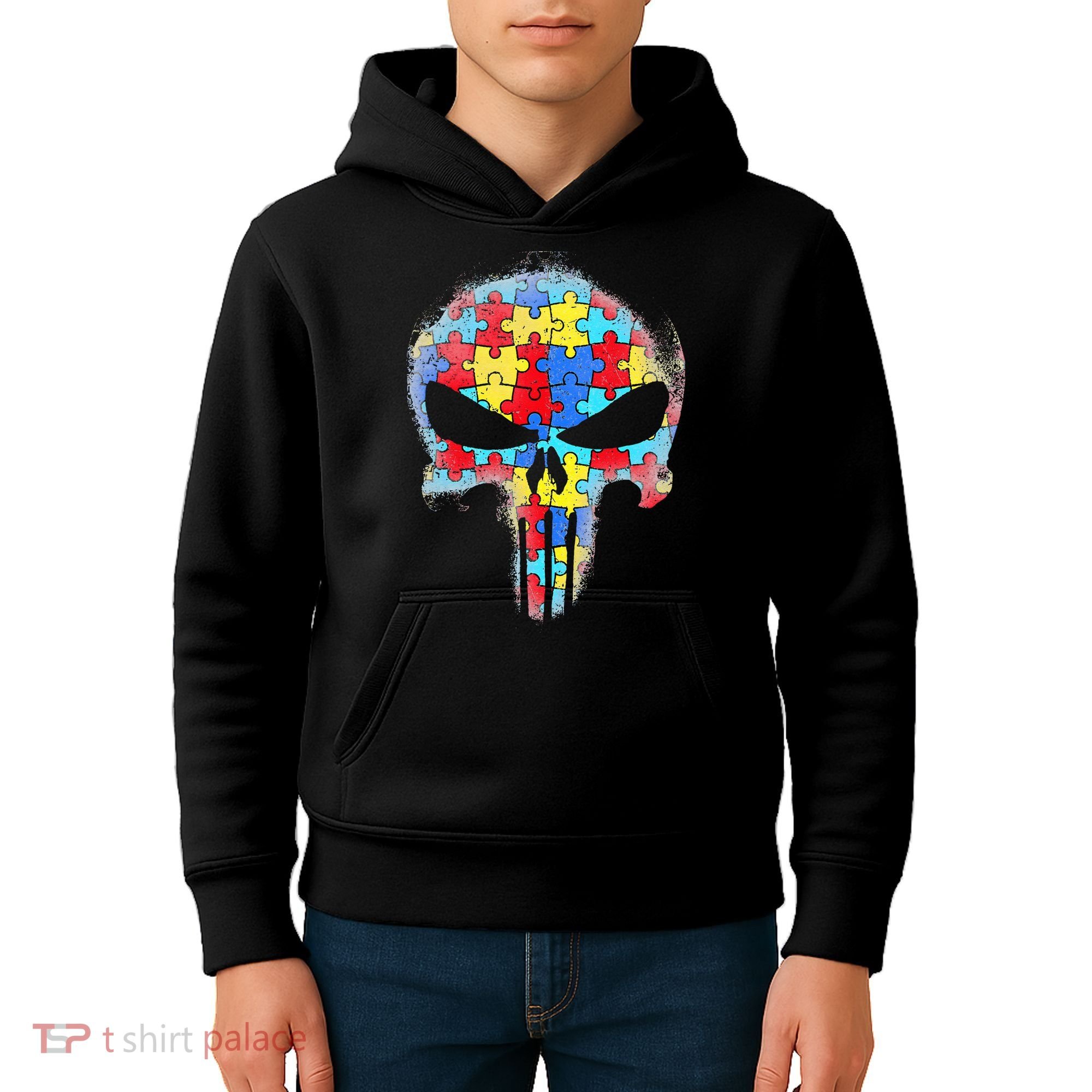 Skull Autism Awareness Tee Mom Dad Autism Kids Hoodie