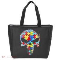 Skull Autism Awareness Tee Mom Dad Autism Tote Bag thumb 0
