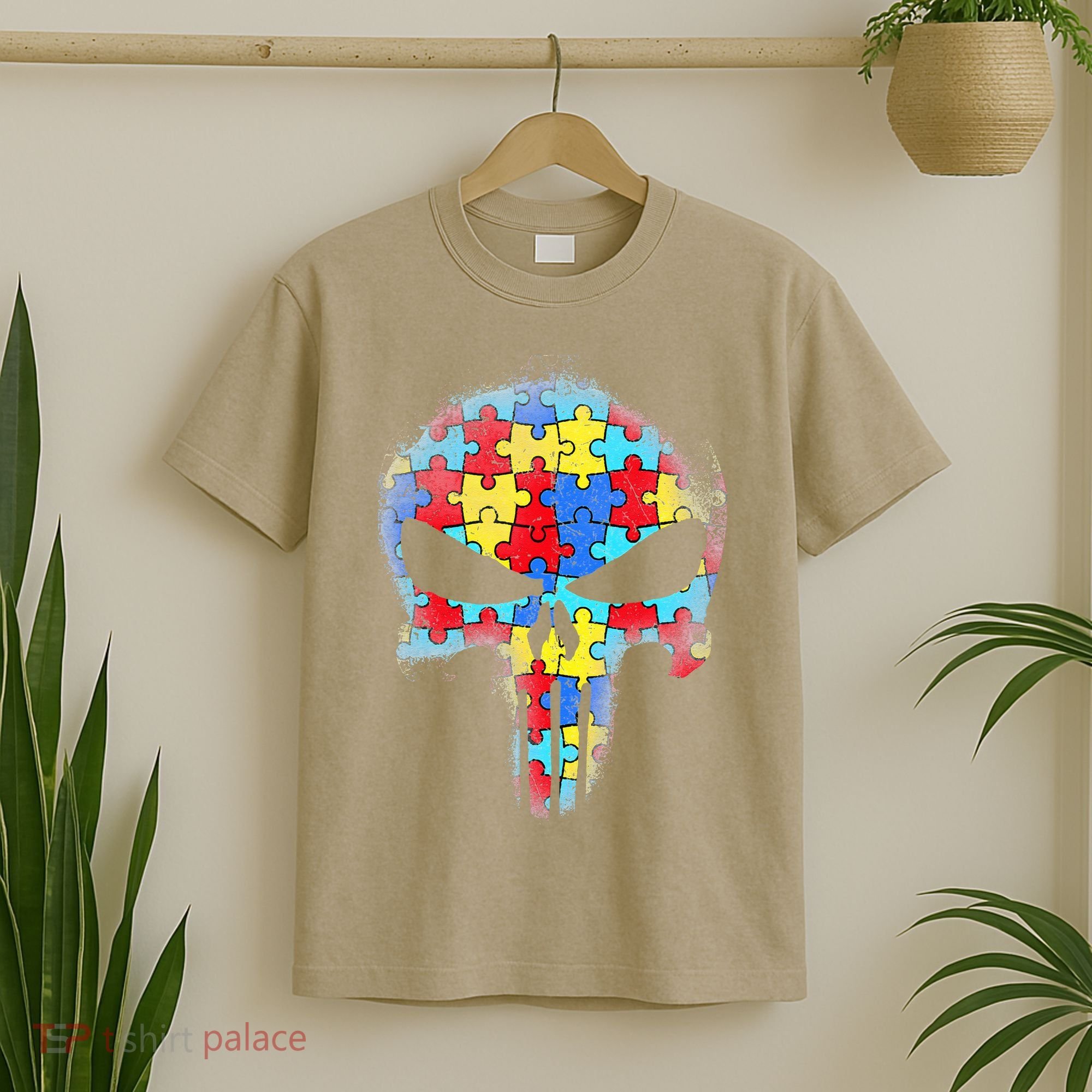 Skull Autism Awareness Tee Mom Dad Autism T-Shirt