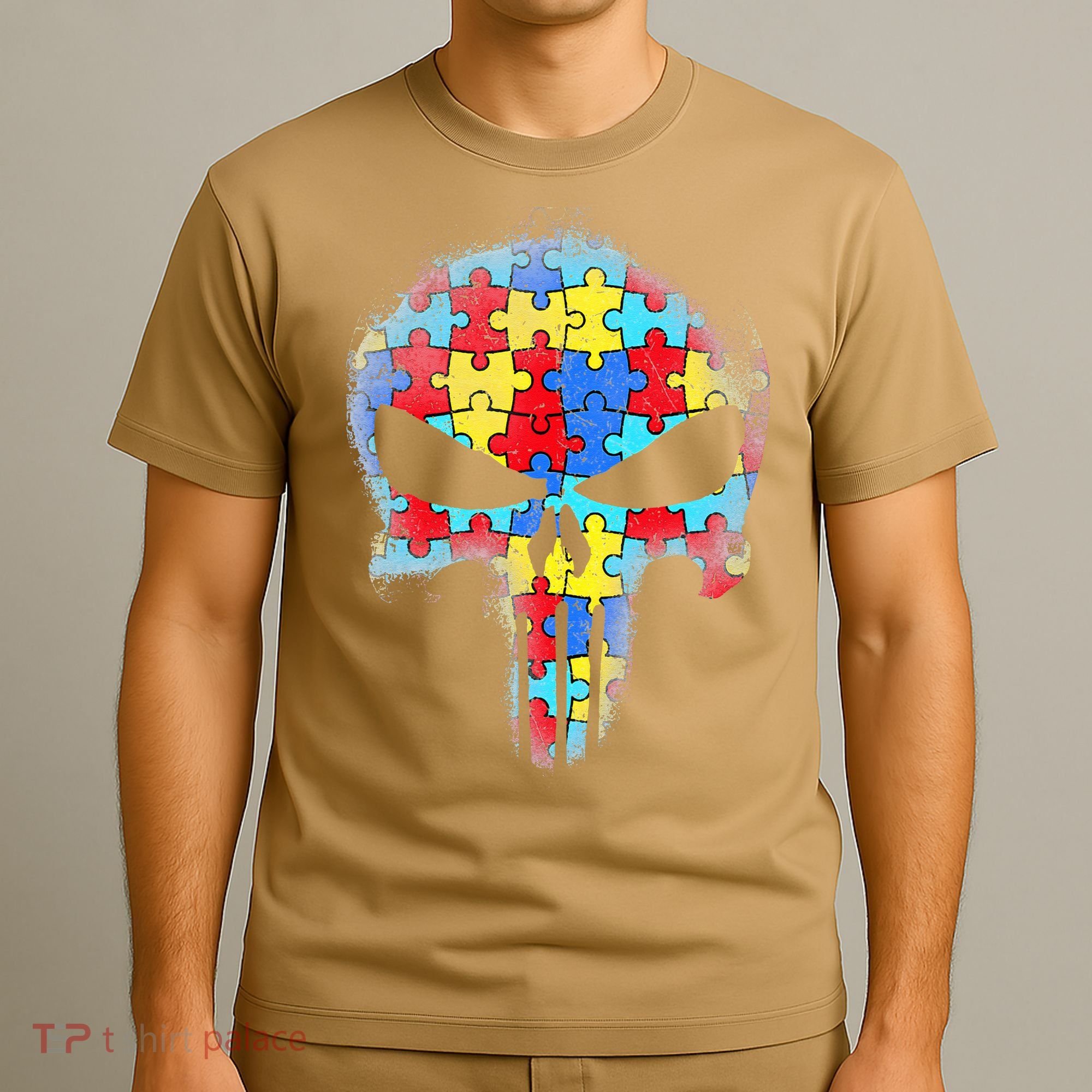 Skull Autism Awareness Tee Mom Dad Autism T-Shirt