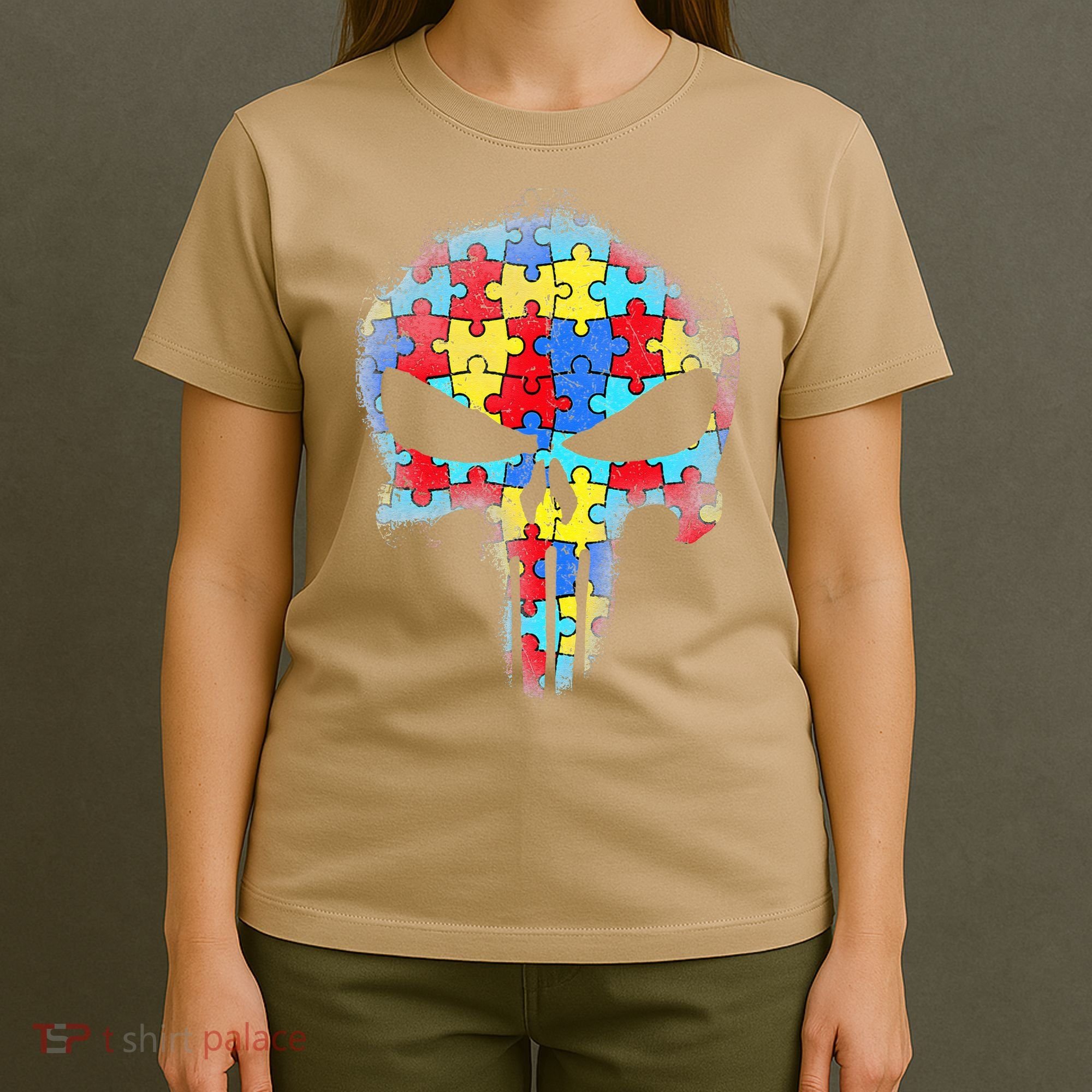 Skull Autism Awareness Tee Mom Dad Autism T-Shirt