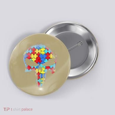 Skull Autism Awareness Tee Mom Dad Autism Button