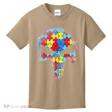 Skull Autism Awareness Tee Mom Dad Autism Kids T-Shirt