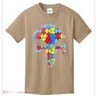 Skull Autism Awareness Tee Mom Dad Autism Kids T-Shirt thumb 0