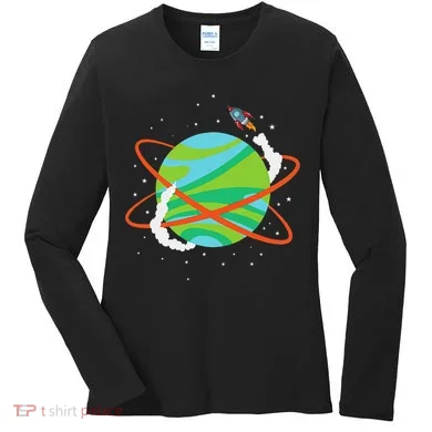 Spacecraft Approaching A Distant Exoplanet Women's Long Sleeve Shirt