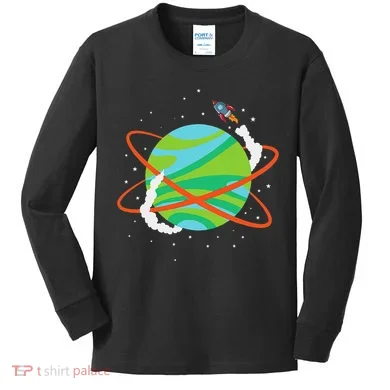 Spacecraft Approaching A Distant Exoplanet Kids Long Sleeve Shirt