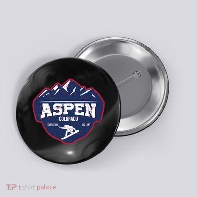 Ski At Aspen Colorado Grunge Style Button