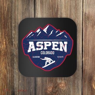 Ski At Aspen Colorado Grunge Style Coaster