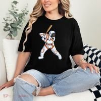 Space Astronaut Baseball Funny Baseball Player Comfort Colors T-Shirt thumb 2