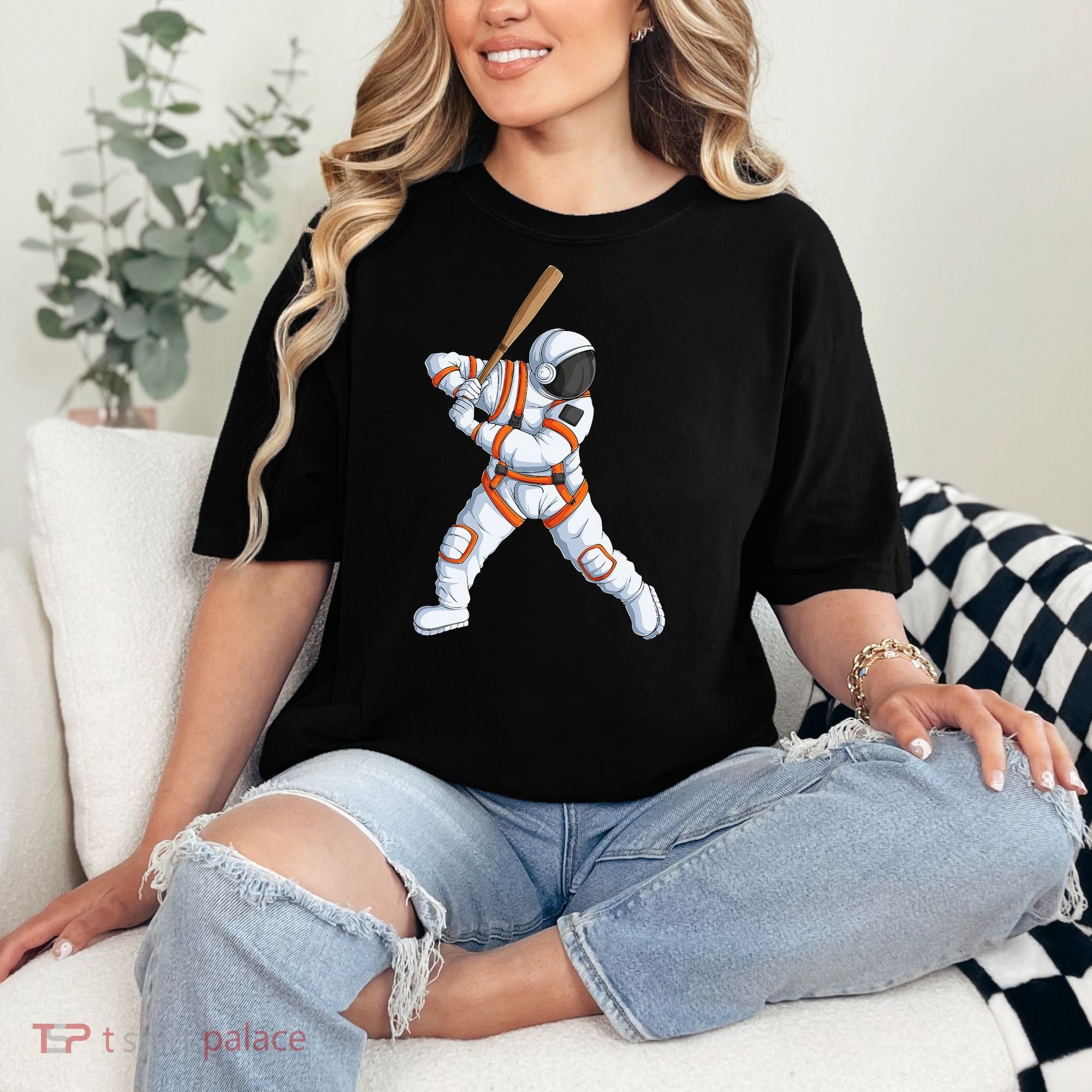 Space Astronaut Baseball Funny Baseball Player Comfort Colors T-Shirt