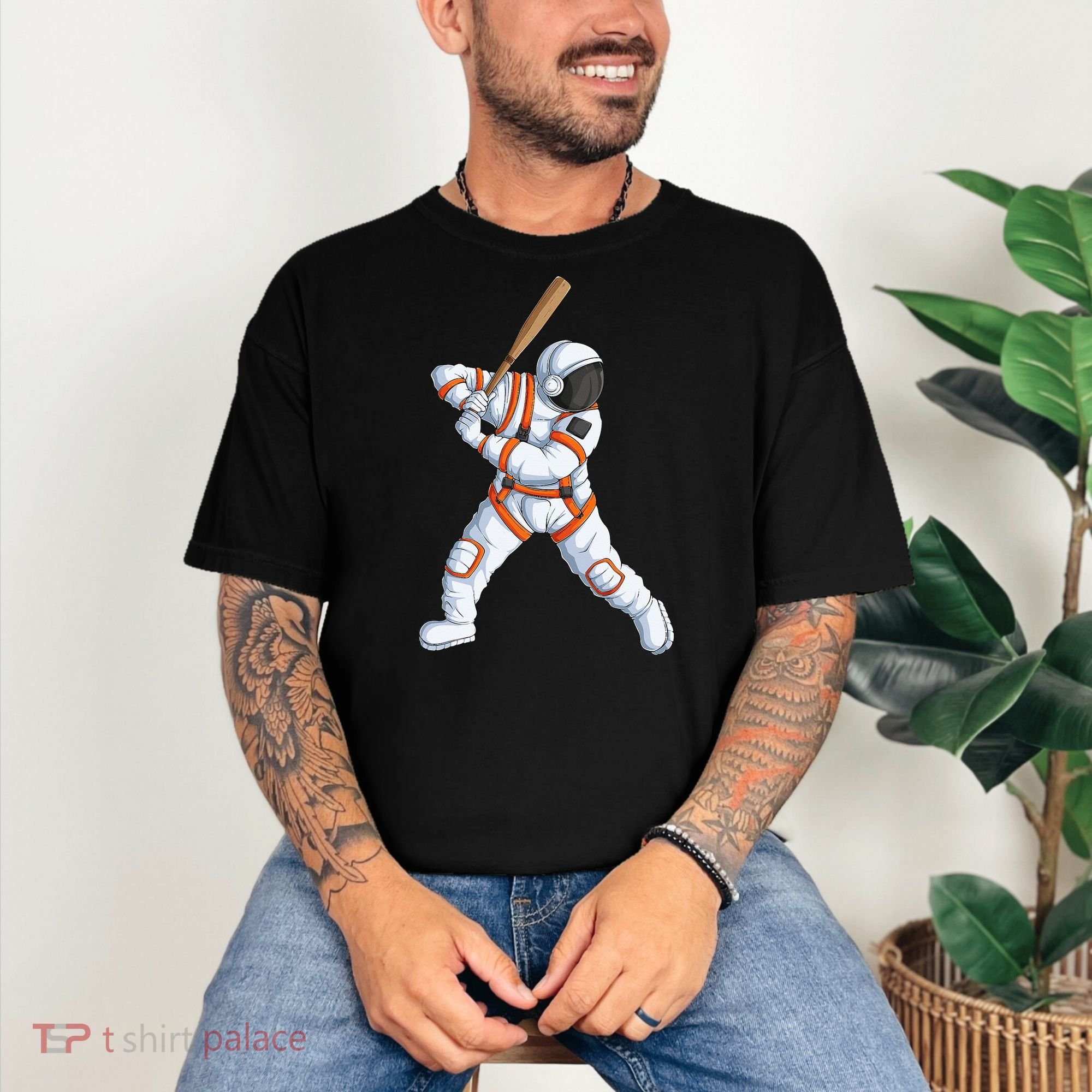 Space Astronaut Baseball Funny Baseball Player Comfort Colors T-Shirt