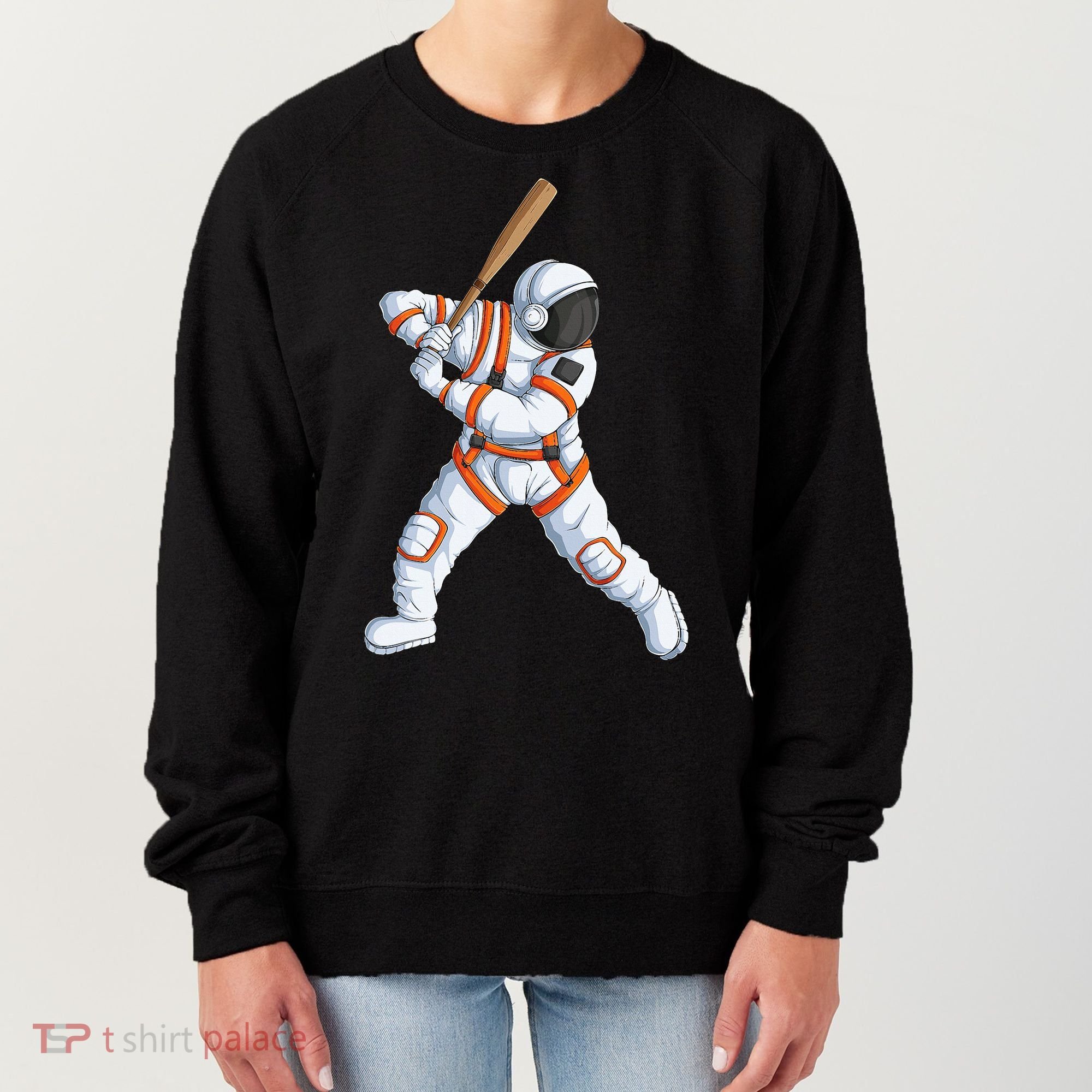 Space Astronaut Baseball Funny Baseball Player Women's Sweatshirt