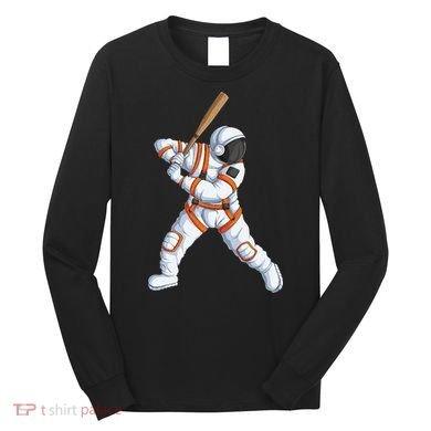 Space Astronaut Baseball Funny Baseball Player Long Sleeve Shirt