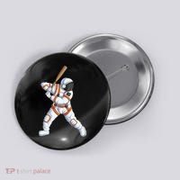 Space Astronaut Baseball Funny Baseball Player Button thumb 0