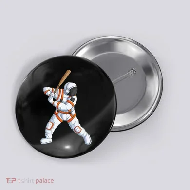 Space Astronaut Baseball Funny Baseball Player Button