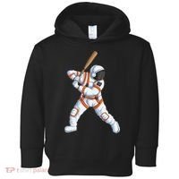 Space Astronaut Baseball Funny Baseball Player Toddler Hoodie thumb 0