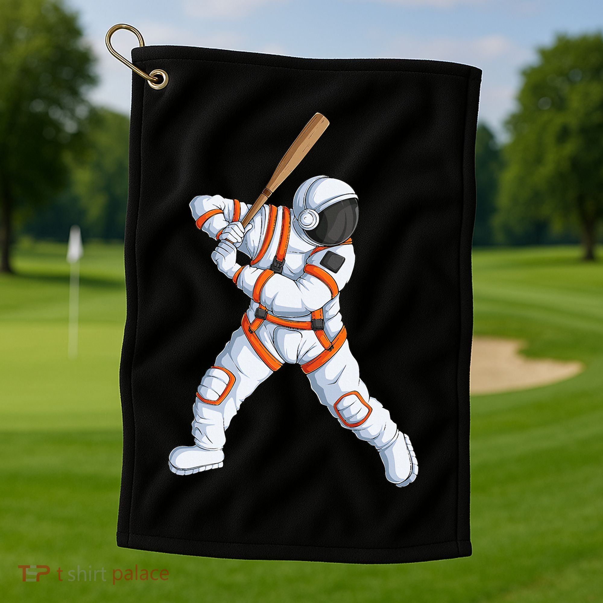 Space Astronaut Baseball Funny Baseball Player Golf Towel